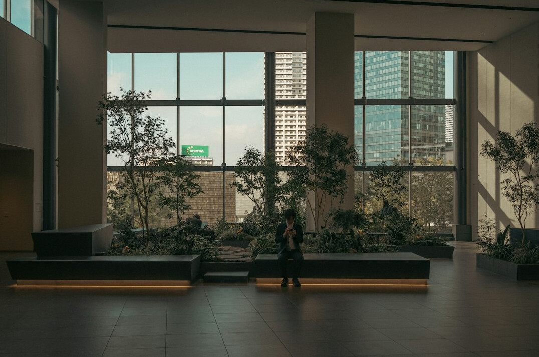 manager reflecting in quiet office